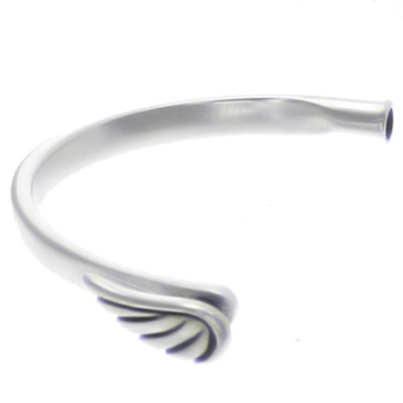 Demi-bracelet avec ailes d'ange pour ruban 2 mm, argenté