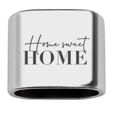 Intermediate piece with engraving "Home Sweet Home", 20 x 24 mm, silver-plated, suitable for 10 mm sail rope