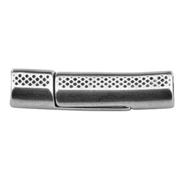 Magnetic clasp tube with pattern, inner diameter 5 mm, silver-plated