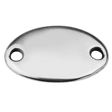 Stamp blank bracelet connector oval, 18 x 11.5 mm, silver-plated