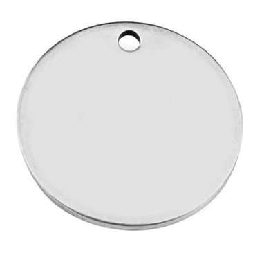 Ebauche de tampon pendentif rond, diamètre 15 mm, argenté