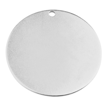 Ebauche de tampon pendentif rond, diamètre 30 mm, argenté