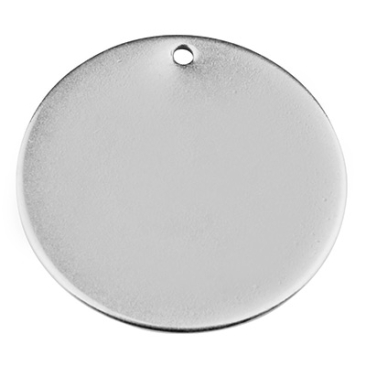 Ebauche de tampon pendentif rond, diamètre 25 mm, argenté