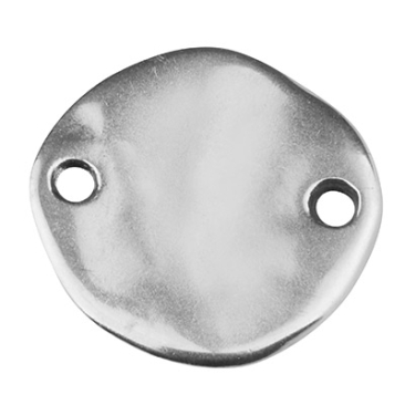 Stamp blank bracelet connector round, diameter 18 mm, silver plated