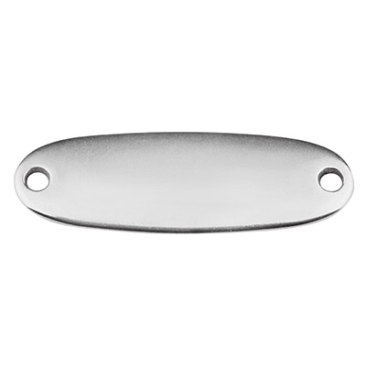 Stamp blank bracelet connector oval, 34 x 11.5 mm, silver-plated