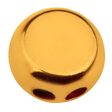 Sliding clasp with rubber Round 10 mm, for two ribbons with 2 mm diameter each, gold-plated