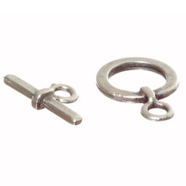 Toggle clasp, round, approx. 19 x 13 mm, silver-plated