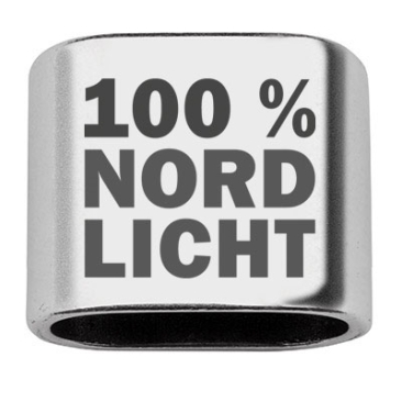 Afstandhouder met gravure "100 % Noorderlicht", 20 x 24 mm, verzilverd, geschikt voor 10 mm zeiltouw