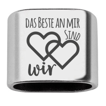 Spacer with engraving "The best part of me is us", 20 x 24 mm, silver-plated, suitable for 10 mm sail rope