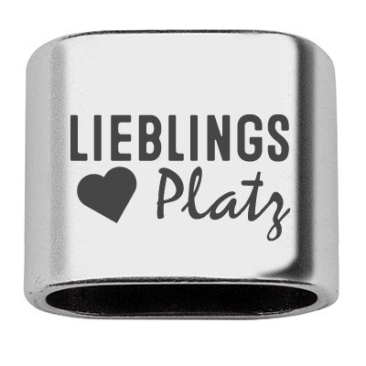 Intermediate piece with engraving "Lieblingsplatz", 20 x 24 mm, silver-plated, suitable for 10 mm sail rope