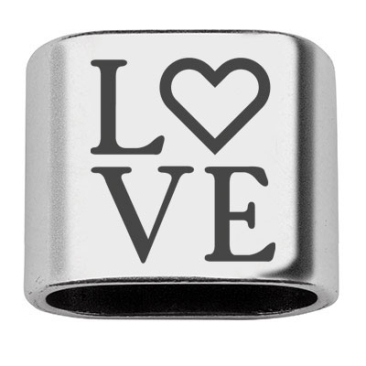 Intermediate piece with engraving "Love", 20 x 24 mm, silver-plated, suitable for 10 mm sail rope