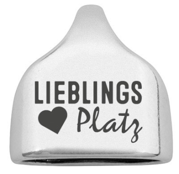 End cap with engraving "Lieblingsplatz", 22.5 x 23 mm, silver-plated, suitable for 10 mm sail rope