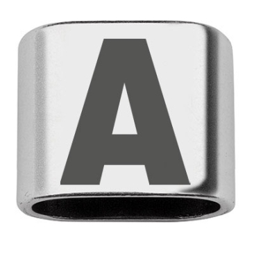 Intermediate piece with engraving letter A, 20 x 24 mm, silver-plated, suitable for 10 mm sail rope