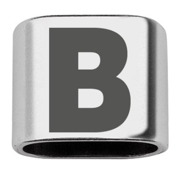 Intermediate piece with engraving letter B, 20 x 24 mm, silver-plated, suitable for 10 mm sail rope