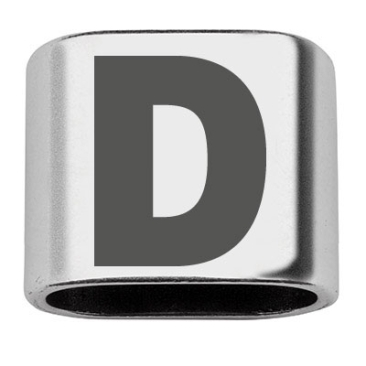 Intermediate piece with engraving letter D, 20 x 24 mm, silver-plated, suitable for 10 mm sail rope