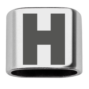 Intermediate piece with engraving letter H, 20 x 24 mm, silver-plated, suitable for 10 mm sail rope