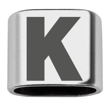 Pièce intermédiaire avec gravure lettre K, 20 x 24 mm, argentée, convient pour corde à voile de 10 mm