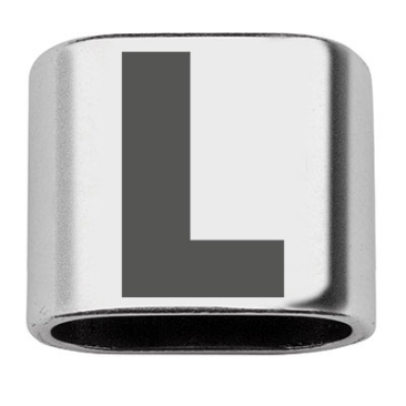 Intermediate piece with engraving letter L, 20 x 24 mm, silver-plated, suitable for 10 mm sail rope