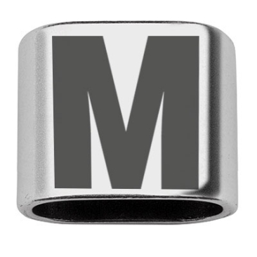 Adapter with engraving letter M, 20 x 24 mm, silver-plated, suitable for 10 mm sail rope