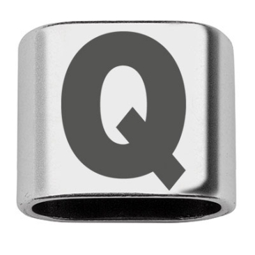 Adapter with engraving letter Q, 20 x 24 mm, silver-plated, suitable for 10 mm sail rope