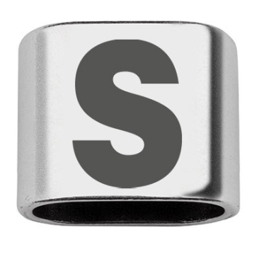 Intermediate piece with engraving letter S, 20 x 24 mm, silver-plated, suitable for 10 mm sail rope