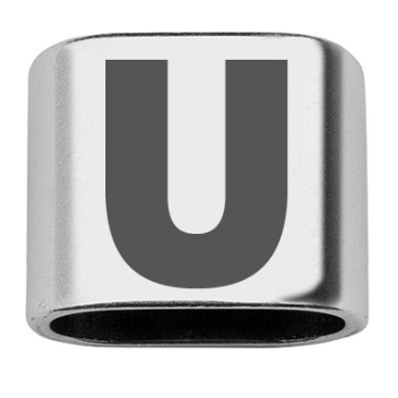 Adapter with engraving letter U, 20 x 24 mm, silver-plated, suitable for 10 mm sail rope
