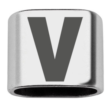 Adapter with engraving letter V, 20 x 24 mm, silver-plated, suitable for 10 mm sail rope