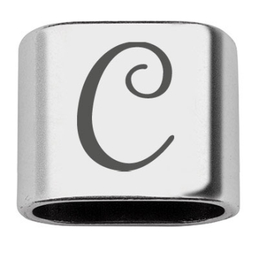 Adapter with engraving letter C, 20 x 24 mm, silver-plated, suitable for 10 mm sail rope
