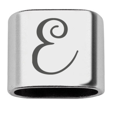 Adapter with engraving letter E, 20 x 24 mm, silver-plated, suitable for 10 mm sail rope