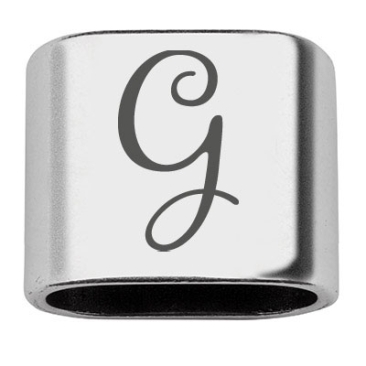 Adapter with engraving letter G, 20 x 24 mm, silver-plated, suitable for 10 mm sail rope