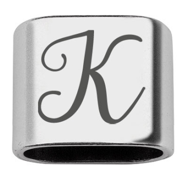 Adapter with engraving letter K, 20 x 24 mm, silver-plated, suitable for 10 mm sail rope