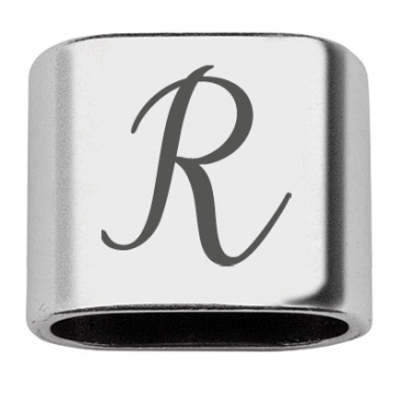 Adapter with engraving letter R, 20 x 24 mm, silver-plated, suitable for 10 mm sail rope