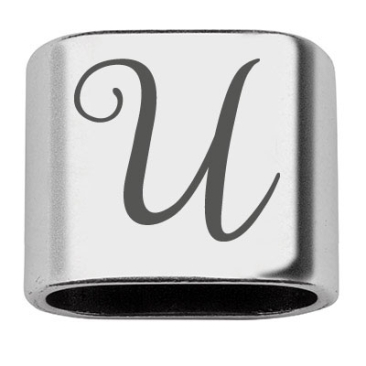 Adapter with engraving letter U, 20 x 24 mm, silver-plated, suitable for 10 mm sail rope