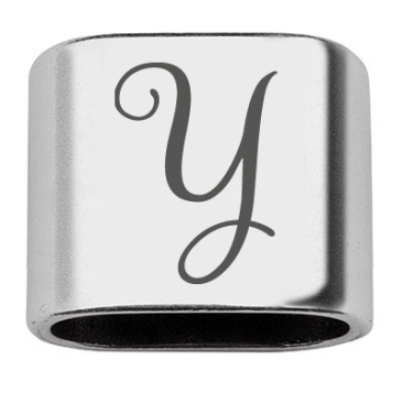 Spacer with engraving letter Y, 20 x 24 mm, silver-plated, suitable for 10 mm sail rope