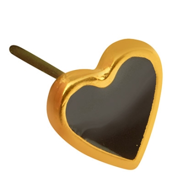 Ohrstecker Herz, 7 x 7 mm, mit Titanstecker, emailliert, vergoldet