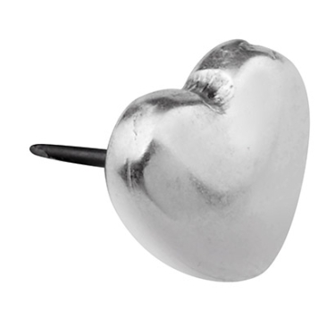 Clou d'oreille coeur, 9 x 8 mm, avec fiche en titane, argenté