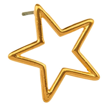Star stud earrings, 18 mm, with titanium stud, gold-plated
