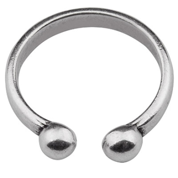 Finger ring, open, diameter approx.17 mm, adjustable, silver-plated