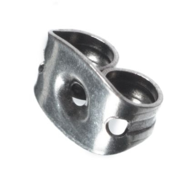 Stainless steel ear stud stopper, 4.5 x 6.5, silver-plated