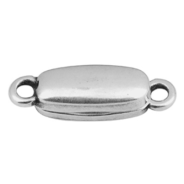 Oval magnetic clasp, 17 x 5 mm, silver-plated
