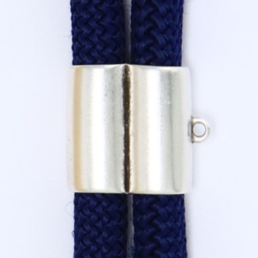 Perle métallique double tube pour corde à voile de longueur 10 mm, diamètre, argentée