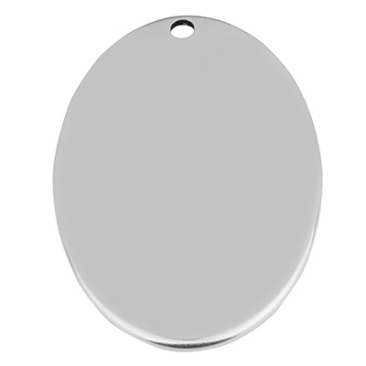 Pendentif métal ovale, 45,5 x 29 mm, argenté