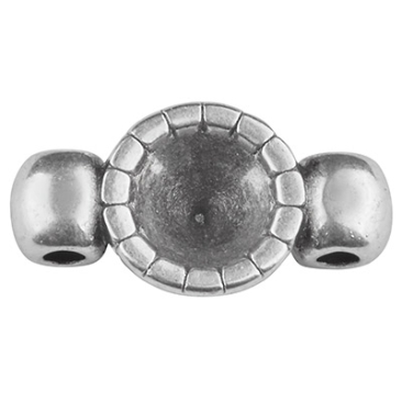 Bracelet connector with setting for chatons SS24, silver plated