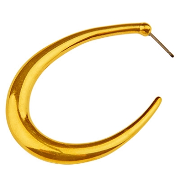 Earring oval creole, 48 x 34.5 mm, with titanium pin, gold plated