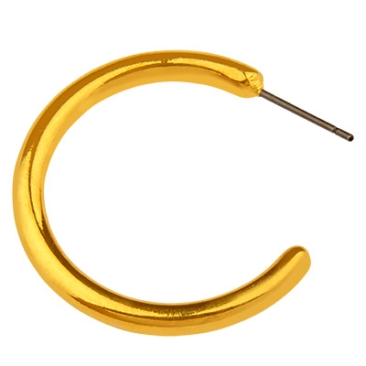 Earring Creole 3/4 Round, diameter 30 mm, with titanium pin, gold plated