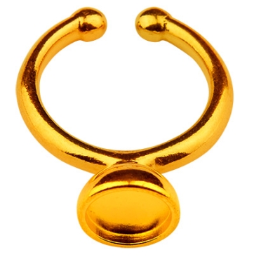 Finger ring diameter 17 mm with setting for 8 mm cabochons, gold-plated