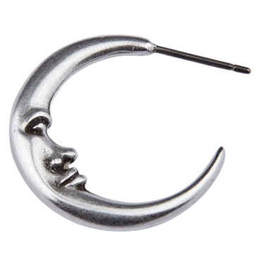 Earring Creole Half Moon, 21 mm, with titanium pin, silver-plated