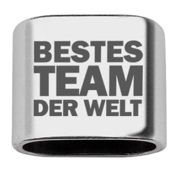 Intermediate piece with engraving "Best Team in the World", 20 x 24 mm, silver-plated, suitable for 10 mm sail rope