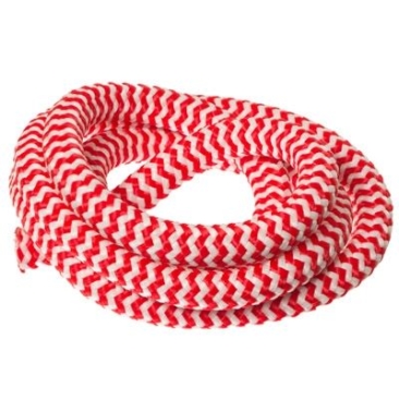 Zeiltouw / koord, diam. 10 mm, lengte 1 m, rood-wit gestreept