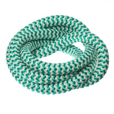 Sail rope / cord, diam. 10 mm, length 1 m, green-white striped